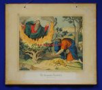 n.n. ( Heinnemann lithograph ) - (SCHOOLPLAAT - SCHOOL POSTER / MAP - LEHRTAFEL) Der brennende Dornbusch ( De brandende braamstruik )