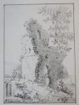 Michiel Jacobus van der Schaft (1829-1889) - [Antique drawing/tekening] Figures approaching a ruin (figuren voor een ruïne), ca. 1850-1900.