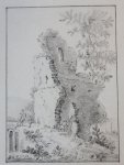 Michiel Jacobus van der Schaft (1829-1889) - [Antique drawing/tekening] Figures approaching a ruin (figuren voor een ruïne), ca. 1850-1900.