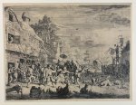 Cornelis Dusart (1660-1704) - Antique print, etching | Extensive village feast (Uitbundig dorpsfeest), published 1685, 1 p.