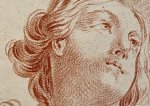 Jean François Janinet (1752-1814) after Pierre Thomas Le Clerc (1740-1799) - Antique print, crayon manner | Two female heads, imitation of red chalk, published ca. 1770, 1 p.