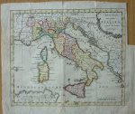 Jager, J. van - Nieuwe kaart van geheel Italien volgens delaatste verbeteringen. Originele kopergravure.