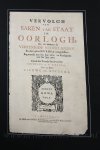  - [Antique title page, 1687] VERVOLGH VAN SAKEN VAN STAAT EN OORLOGH, published 1687, 1 p.