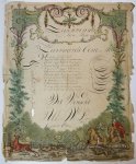  - [Zegenwensch / Wish Card, 1800] Gijsbert Otten. Wishcard with a hunting scene (jachtscene), ca. 1800, 1 p.