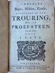 Cats, Jacob - 's Werelts begin, midden, eynde, beslooten in den trou-ring, met den proef-steen van den selven. Amsterdam, Erve Hendrik van der Putte, [ca 1765], 42+673+3 pp.