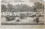  - [Antique etching, ets] N. Langlois, Les cascades de Fontainebleau (Waterval bij Fontainebleau, Parijs), published before 1700.