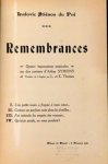 Stiénon du Pré, Ludovic: - Remembrances. Quatre impressions musicales sur des poèmes d`Arthur Symons. Traduit de l`anlglais