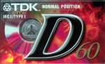  - 1x TDK Audio Tape D C-60 Audio Cassette 60min