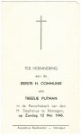 Bidprentje - Bidprentje ter herinnering aan de Eerste H. Communie van Treesje Putman, in de Parochiekerk van den H. Stephanus te Nijmegen 1946.