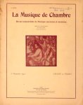 Frankreich: - La Musique de Chambre: Revue semestrielle de Musique ancienne et moderne. Publiée sous le haut patronage de Paul Léon. 2e année, No. 3. 1er Semestre 1922: Chant et Piano