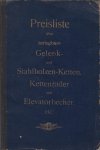? - Preisliste ?ber zerlegbare Gelenk- und Stahlbolzen-Ketten, Kettenr?der und Elevatorbecher etc.