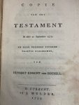  - Copie van het Testament in dato 20 September 1579 en alle verdere stukken daartoe behoorende van Huybert Edmont van Buchell