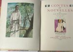 La Fontaine, Jean de [illustrator: Brunelleschi] - [Erotique, literature, 1937] Contes et Nouvelles de La Fontaine, illustrations en couleurs de Brunelleschi. (set of 2) Paris, Gibert Jeune Librairie d'Amateurs, n. d. [1937].
