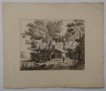 BOS, ANTHONIE VAN DEN, - Woman with a baby near a dwelling in the forest