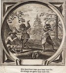 (EMBLEMATA). CATS, Jacob - 'Een haes daer men geen loop van siet / En vangt een goede wey-man niet'.