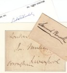 (NAAMGEVERS). BROUGHAM, Henry; KOHOUTEK, Lubos; PLIMSOLL, Samuel - Drie handtekeningen.