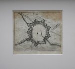 antique map (kaart). - Plattegrond van Hulst. Antique map of Hulst.