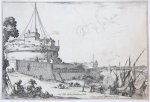François Langlois (il Ciartres) (1588-1647) after Stefano della Bella (1610-1664) - [Antique print, etching] Castel Sant'Angelo [set Varie Figure], published c. 1645.