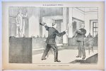 Braakensiek, Johan (1858-1940) - [Original lithograph/lithografie by Johan Braakensiek] In de gerechtszaal te Rennes, 20 Augustus 1899, 1 pp.