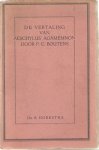 Hoekstra, A. - De vertaling van Aeschylus' Agamemnon door P.C.Boutens.