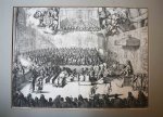Romeyn de Hooghe (1645-1708) - [Antique print, etching] HET HOOG-EN LAGER-HUYS VAN ENGELANDT (House of Lords and House of Commons England), published 1727.