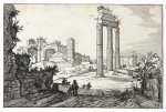 Claes Jansz Visscher (1586/87-1652) after Willem van Nieulandt II (1584-1635) - [Antique print, etching/ets, Rome] The temple of Castor and Pollux and the Basilica of Constantin [Roman ruins]/De tempel van Castor en Pollux en de Basilica van Constantijn, published 1618.