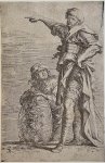 Salvator Rosa (1615-1673) - Antique print, etching | Two soldiers, one standing, the other with a shield, published 1656/57, 1 p.