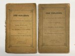 Erhatz, B.A.; Bosman, J.M.H. - Set of 2, 1869, Schoolbook | Ons Verleden. De Geschiedenis des Vaderlands in Schetsen en Tafereelen (...) Eerste Stukje. Van de vroegste Tijden tot den Munsterschen Vrede. Schoonhoven, S.E. van Nooten, 1869, set of two volumes.