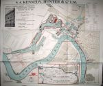 KENNEDY, HUNTER & CO. LTD., S.A., - Coloured plan of West Antwerp, Merksem and Scheldt river with docks. (no title on the plan).