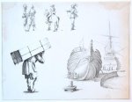 Anonymous after Stefano della Bella (1610-1664) - [Antique print, etching] Studies of figures after della Bella, published ca. 1750/1790.