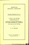 MACAN, T. - A Key to the Nymphs of British of Ephemeroptera with notes on their Ecology