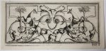 after Bernard Picart (1673-1733) - [Antique print, ornament, 1720] Ornament with deer, hunting dogs and leaf vines, published ca. 1720, 1 p.
