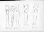 WOLKERS, Jan - Vijf schetsen voor het Rembrandtmonument.