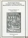 MARX, William (edited by) - The Founders' Library University of Wales, Lampeter Bibliographical and Contextual Studies: Essays in Memory of Robin Rider.