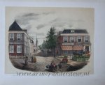  - [Antique print, colored lithograph] Intrede te Scheveningen / Entrée de Schéveningue, published ca. 1850.