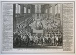 Anonymous under the supervision of Bernard Picart (1673-1733) - Antique print, etching | 'Afbeelding van het vermaarde Synode van Dordrecht in het jaar 1618. en 1619.'; Synod of Dort, 1618-1619, published 1730, 1 p.