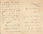 (BROWN DOG AFFAIR). WATSON, William - A.L.S. by the poet William Watson to antivivisectionist Stephen Coleridge dated Sept. 8, 1903.
