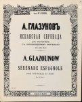 Glasunow, Alexander: - Sérénade espagnole pour Violoncelle et Piano. Op. 20, no. 2