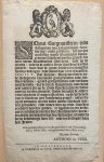 [Signatory: Veer, de Anthoni]. - [Pamphlet, Publicatie, The Hague/Den Haag] Verkoop Brandewijns varkens op de Oude Varken-markt in Den Haag, Sale of brandy fed pigs on the Oude Varkenmarkt in The Hague, 1 p., published 1703.