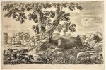 Stefano della Bella (1610-1664) - Antique print, etching, Hunting, Della Bella | Deer hunt (Herten jacht), published ca. 1654, 1 p.