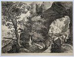 Aegidius Sadeler (ca. 1570-1629) after Pieter Stevens II (ca. 1567-1626/32) - [Antique print, engraving] Landscape with a large rock forming an arch, A. Sadeler, published ca. 1580-1600, 1 p.