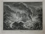 Frans Houttuyn (fl. 18th century) after Simon Fokke (1712-1784) - [Antique print; etching and engraving, The Hague, fire] De kermis-kramen op 't Buitehof in 's Gravenhage, in brand, op den 9 may 1758, published 1758.