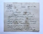  - [Manuscript, letter, medical 1932] Letter by F. Reus, doctor in Haarlem, d.d. 1932 to a colleague with regard to a patient. Manuscript, 1 p.
