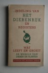  - compleet in 1 deel:  Indeling Van het Dierenrijk en Registers uit de serie Wat Leeft en Groeit  de wereld van dieren en planten