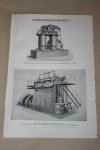  - 2 oude prenten - Verbrandingsmotoren - circa 1900