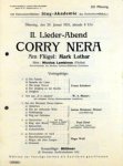 Sing-Akademie: - [Programmheft] II. Lieder-Abend Cory Nera. Am Flügel: Mark Lothar. Mitw.: Nicolas Lambinon (Violine). Dienstag, den 20. Januar 1925, abends 8 Uhr