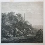 Jacob Cornelis Gaal (1796-1866) after Pieter Gaal (1769-1819) - [Antique print, etching] Animals resting on a meadow, published 1852, 1 p.
