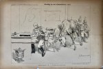 Braakensiek, Johan (1858-1940) - [Original lithograph/lithografie by Johan Braakensiek] Aanslag op een ministerieelen zetel, 23 October 1892, 1 pp.