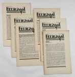 Tiggers, Piet, red. - Fré Cohen, typografie - - Het Signaal. Maandblad voor lekenspel. 1e jaargang: no. 3/4, maart/april 1930; no. 5/6, mei/ junie; no. 7, julie; no. 8/9, aug./sept.; no. 10/11, okt./nov.; no. 12, des. 1930. [6 losse katernen uit jaargang 1, 1930]