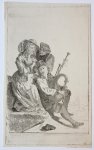 Woensel, Petronella van (1785-1839) after unknown composition - Etching/ets: Three shepherds making music (drie muziekmakende schaapsherders).